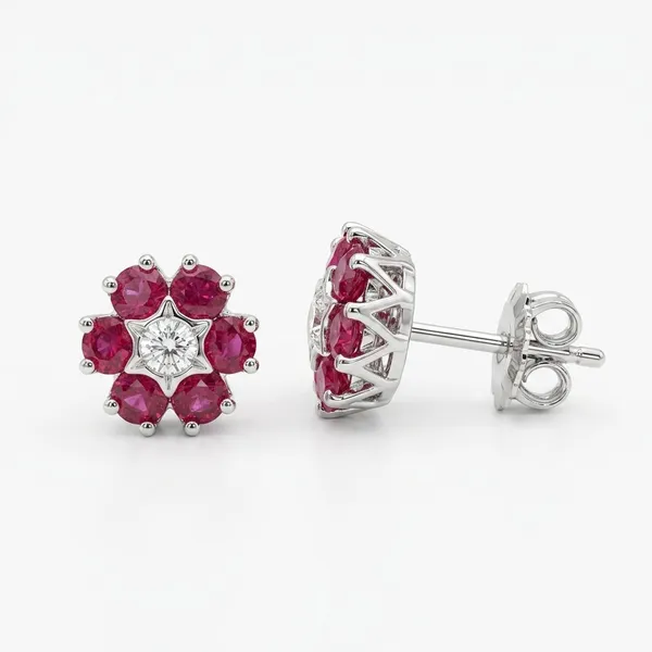 Pure_925_Silver_Compact_Bloom_Red_Earrings_For_Women