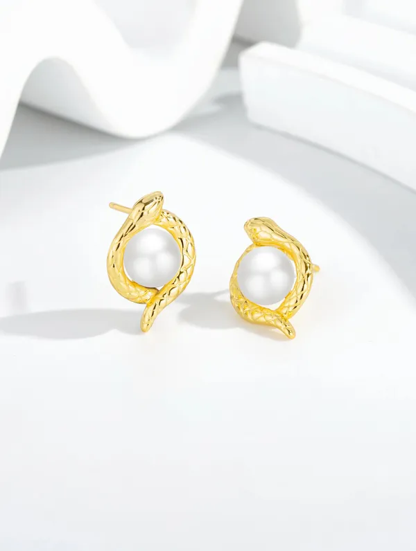 Pure_925_Silver_Golden_Serpent_Earrings_For_Women