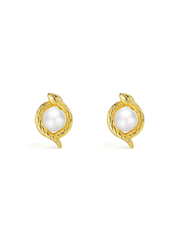 Pure_925_Silver_Golden_Serpent_Earrings_For_Women