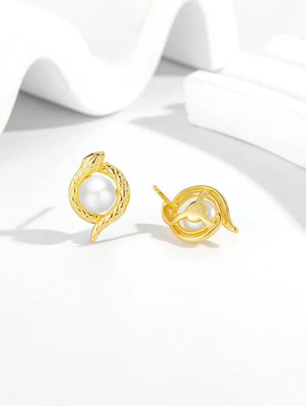 Pure_925_Silver_Golden_Serpent_Earrings_For_Women