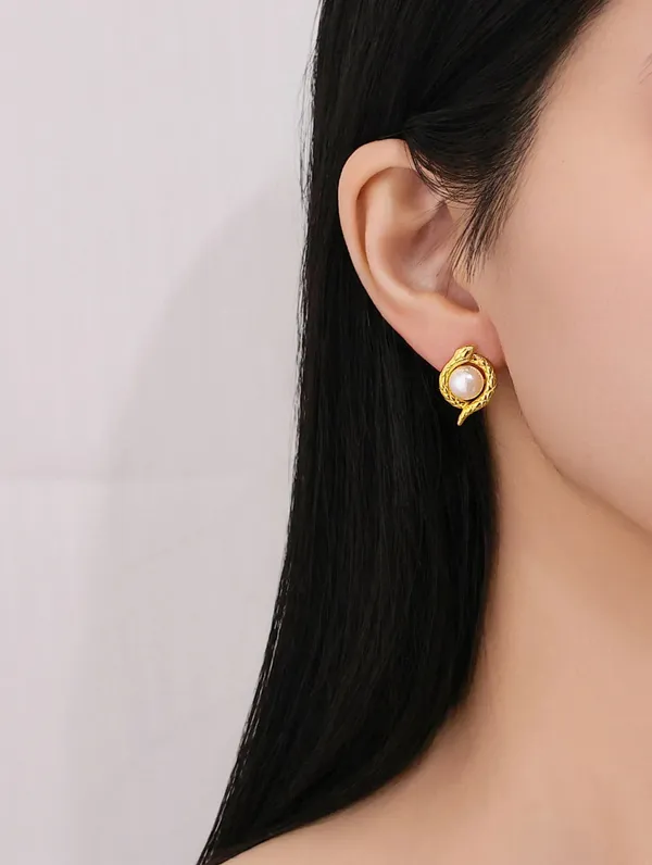 Pure_925_Silver_Golden_Serpent_Earrings_For_Women