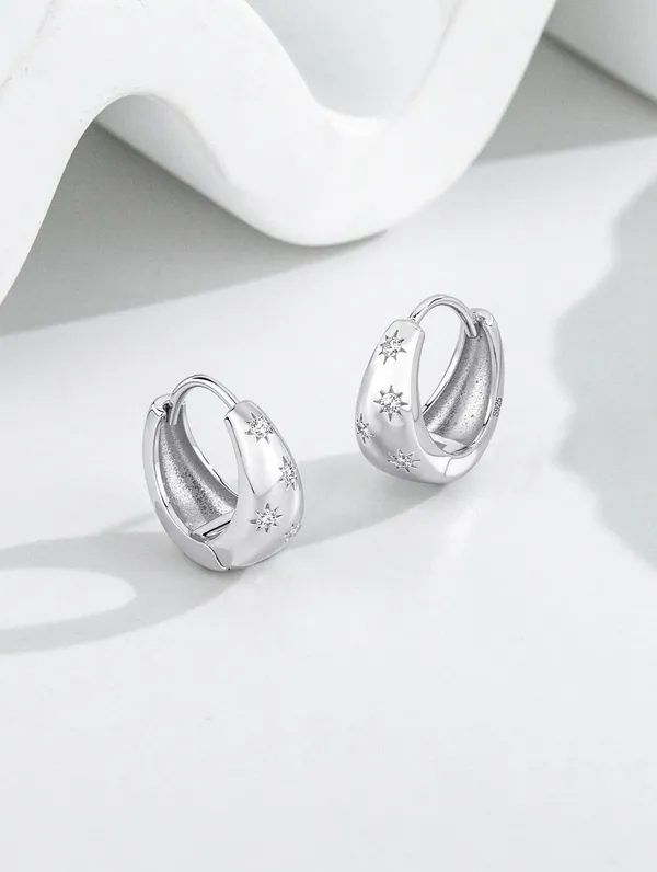 Pure_925_Silver_Star_Hoops_Earrings_For_Women