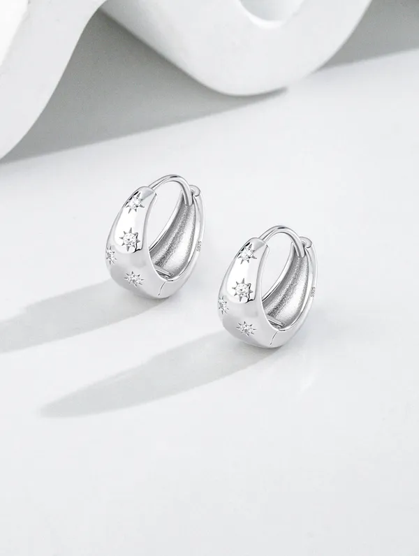 Pure_925_Silver_Star_Hoops_Earrings_For_Women