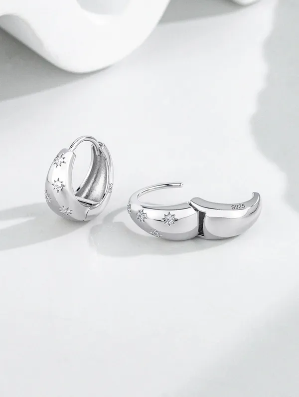 Pure_925_Silver_Star_Hoops_Earrings_For_Women