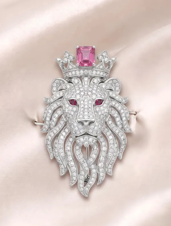 Pure_925_Silver_Royal_Crimson_Lion_Brooch
