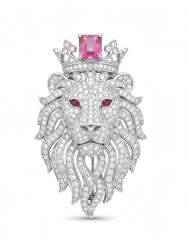 Pure_925_Silver_Royal_Crimson_Lion_Brooch