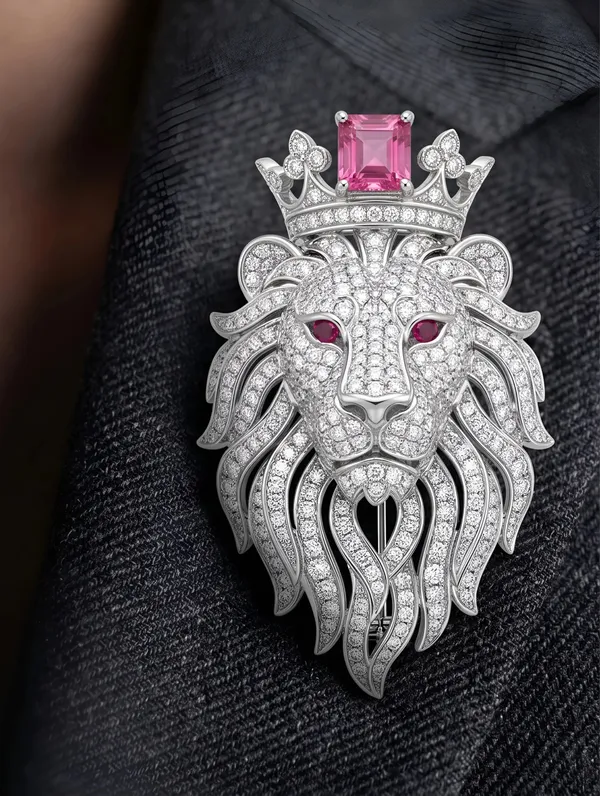 Pure_925_Silver_Royal_Crimson_Lion_Brooch