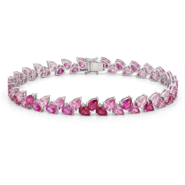 Pure_925_Silver_Multi_Sapphire_Leaf_Bracelet_For_Women