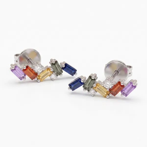 Pure_925_Silver_Multi_Sapphire_Emerald_Cut_Earrings_For_Women