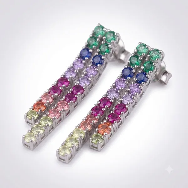 Pure_925_Silver_Multi_Sapphire_Drop_Earring_For_Women