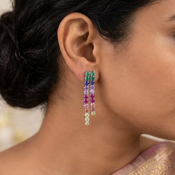 Pure_925_Silver_Multi_Sapphire_Drop_Earring_For_Women