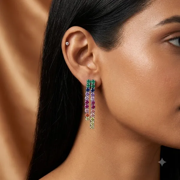 Pure_925_Silver_Multi_Sapphire_Drop_Earring_For_Women