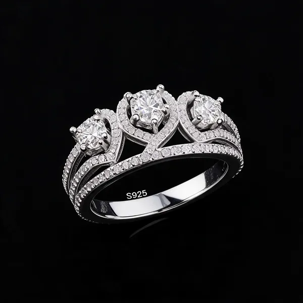 Silver_925_Sterling_Round_Moissanite_Three_Heart_Ring_For_Women