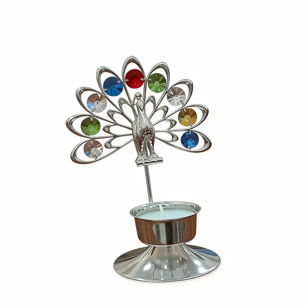 Silver-Coated_Festive_Peacock_Crystal_Tealight_Holder