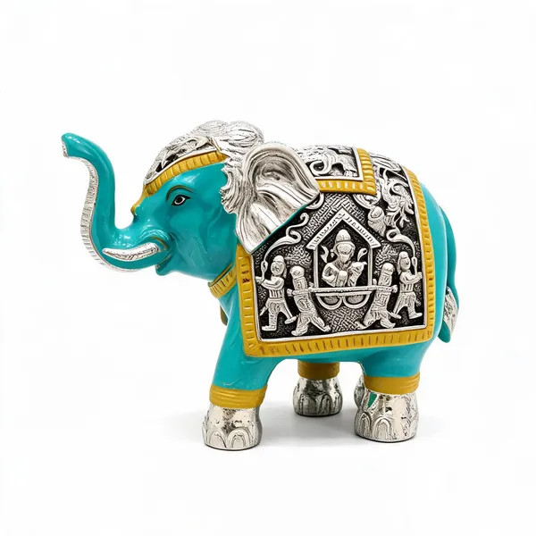 Silver-Coated_Turquoise_Elephant_Figurine