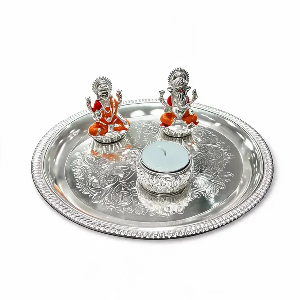 Silver-Coated_Lakshmi_Ganesha_Pooja_Thali_Set