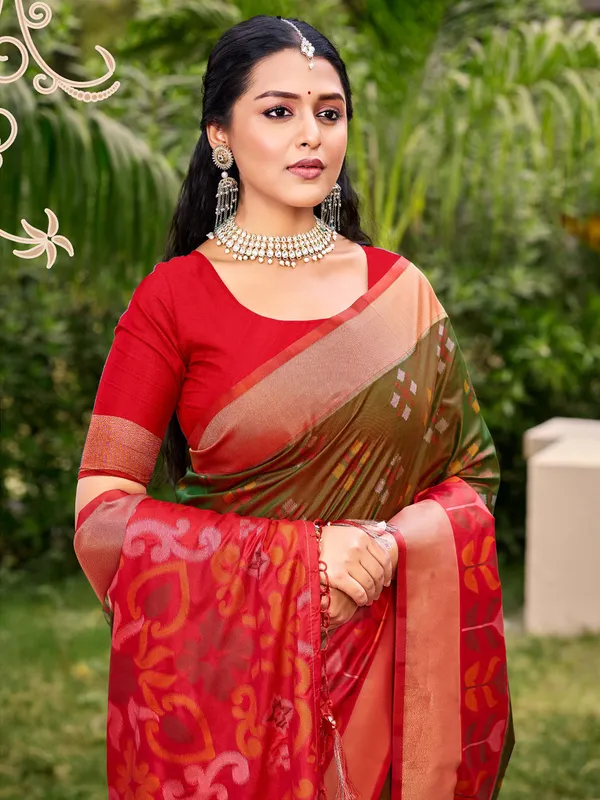 Brown_Red_Pochampalli_Soft_Silk_Ikat_Woven_Saree_For_Women