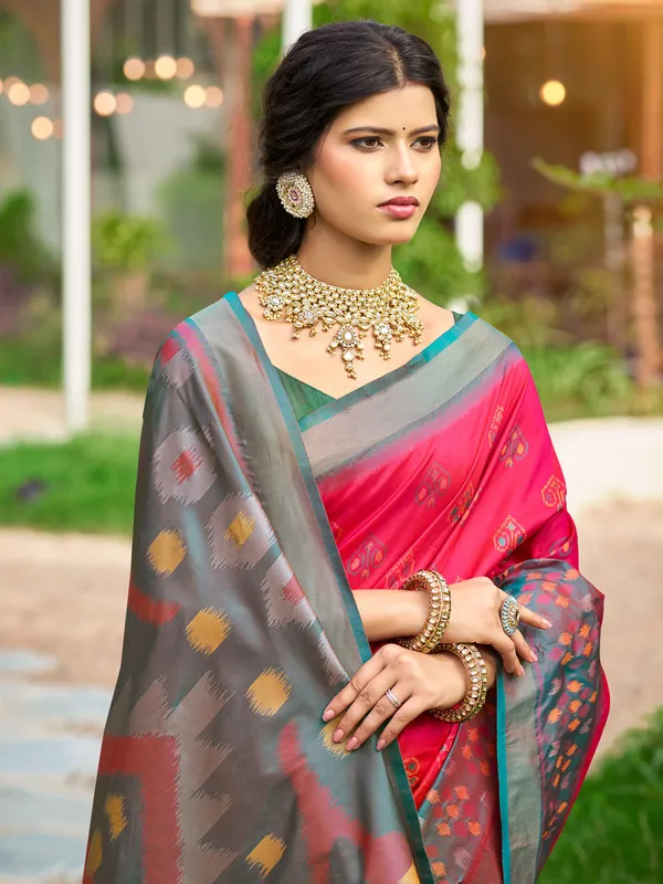Pink_Pochampalli_Silk_Woven_Saree_For_Women
