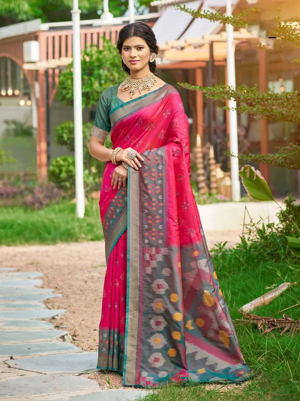 Pink_Pochampalli_Silk_Woven_Saree_For_Women