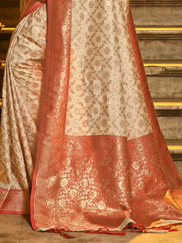 Ivory_Red_Banarasi_Silk_Gold_Zari_Woven_Saree_For_Women