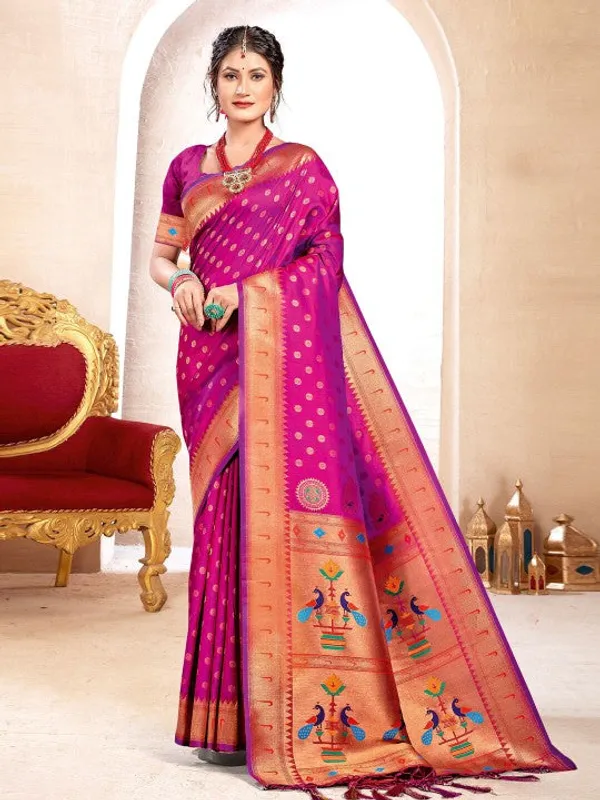 Purple_Paithani_Silk_Golden_Zari_Peacock_Woven_Saree_For_Women