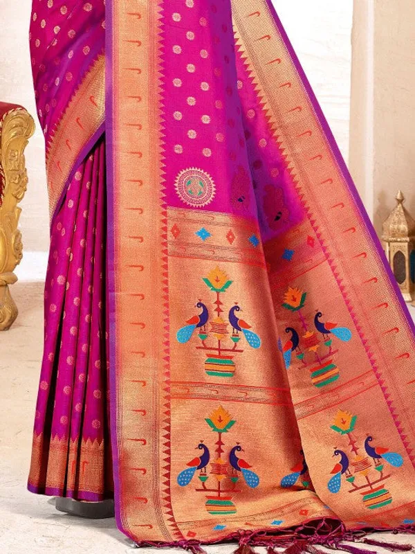 Purple_Paithani_Silk_Golden_Zari_Peacock_Woven_Saree_For_Women