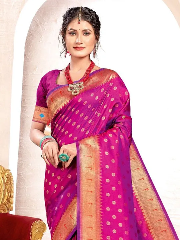 Purple_Paithani_Silk_Golden_Zari_Peacock_Woven_Saree_For_Women