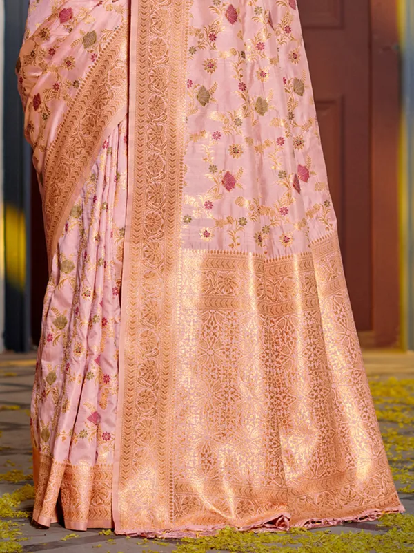 Baby_Pink_Silk_Blend_Woven_Floral_Zari_Saree_For_Women