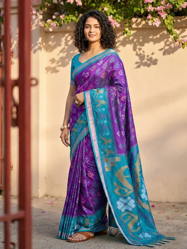 Royal_Purple_Banarasi_Silk_Woven_Tassel_Pallu_Saree_For_Women