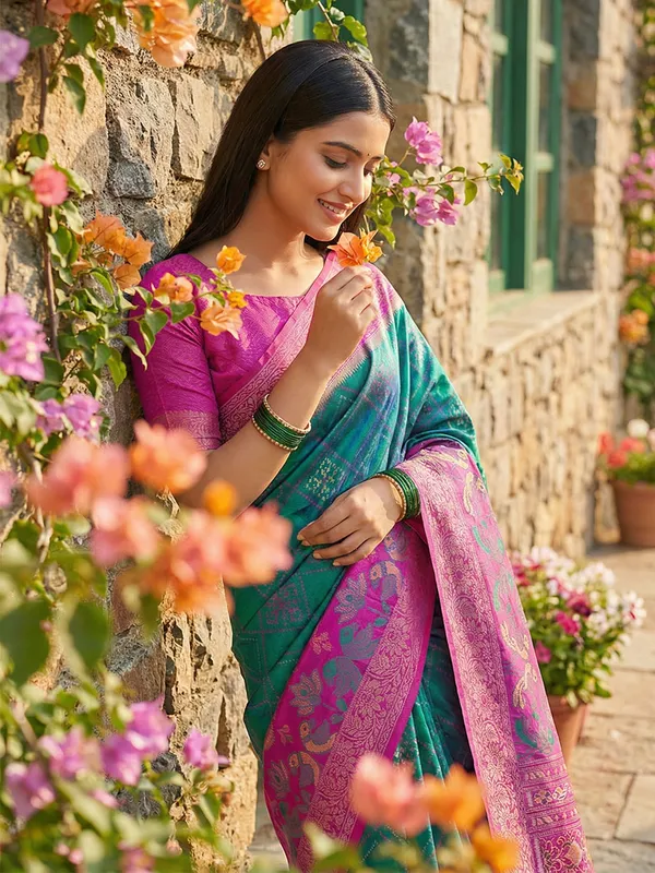 Teal_Green_Silk_Woven_Saree_For_Women