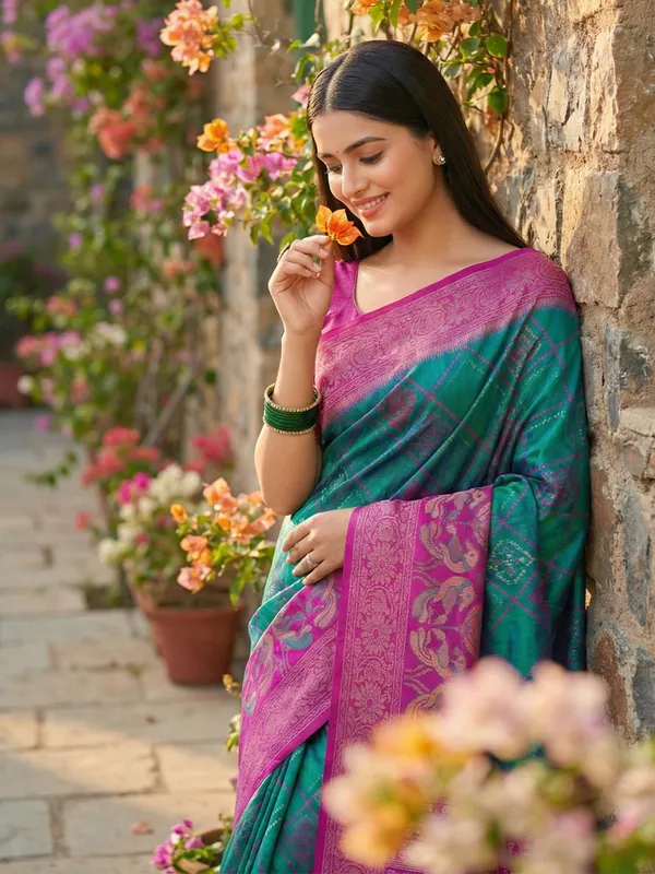 Teal_Green_Silk_Woven_Saree_For_Women