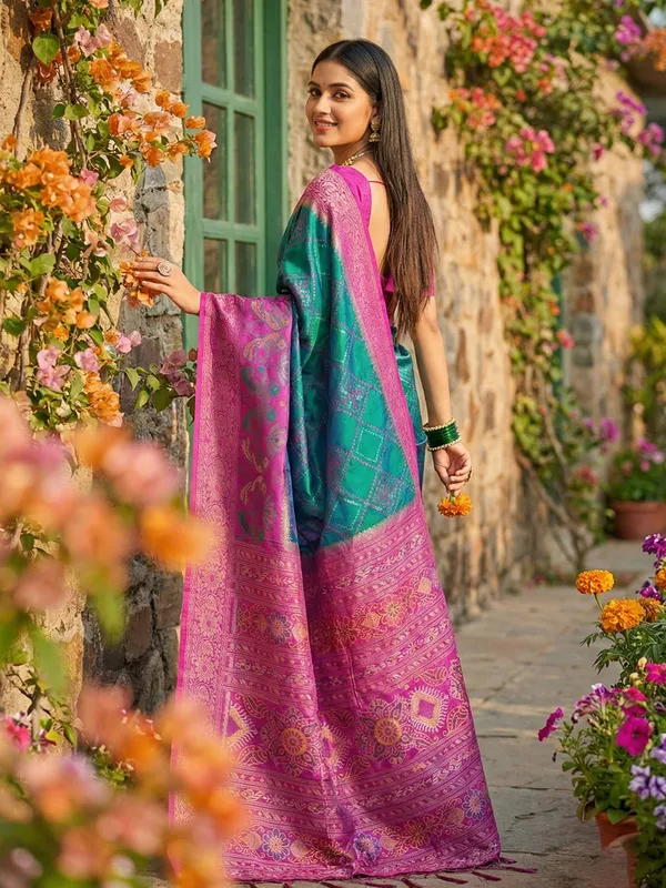 Teal_Green_Silk_Woven_Saree_For_Women