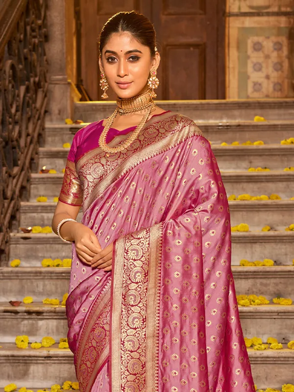 Rani_Pink_Silk_Zari_Woven_Saree_For_Women