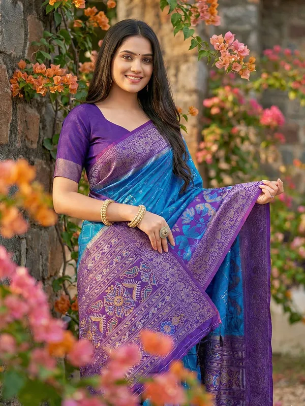 Royal_Blue_Purple_Contrast_Silk_Woven_Rich_Pallu_Saree_For_Women