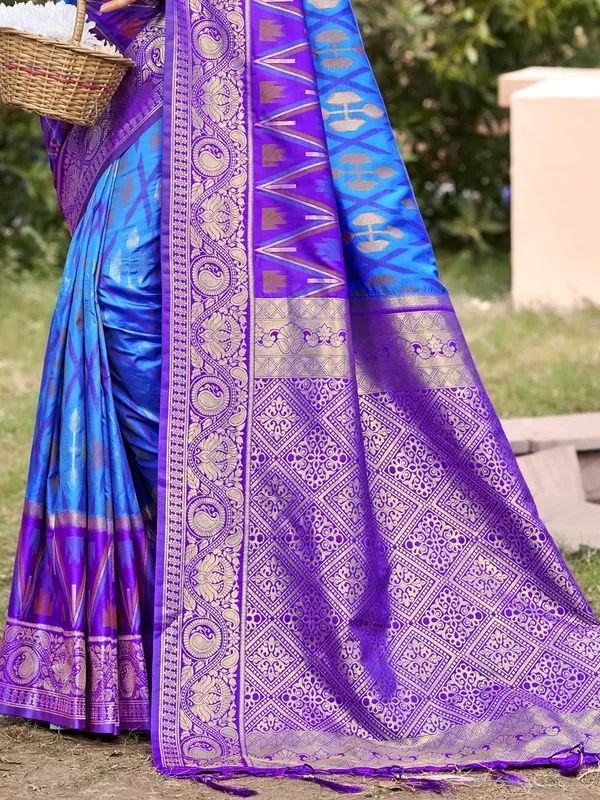 Royal_Blue_Jacquard_Woven_Heavy_Jacquard_Pallu_Saree_For_Women