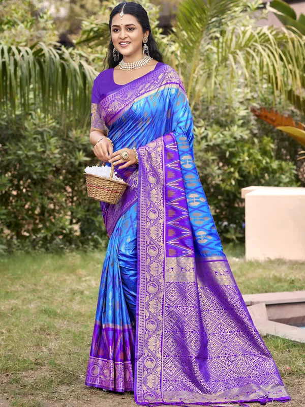 Royal_Blue_Jacquard_Woven_Heavy_Jacquard_Pallu_Saree_For_Women