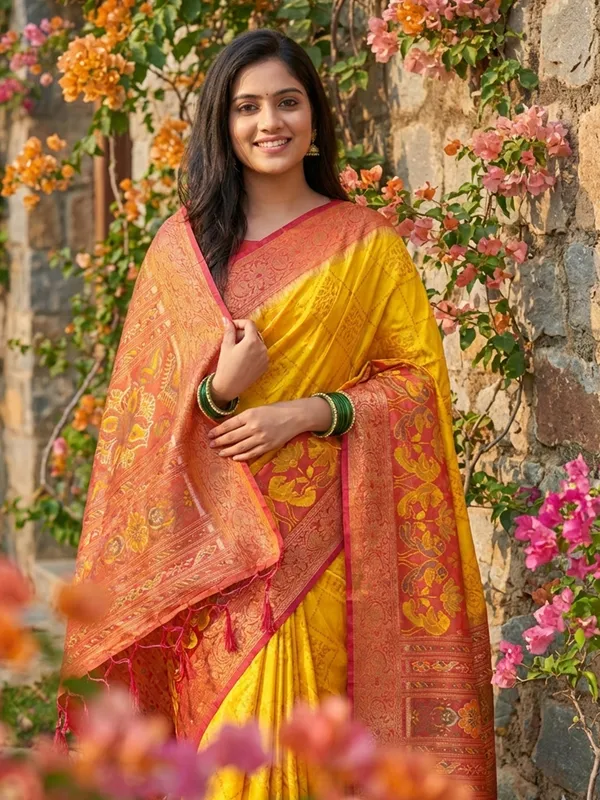 Mustard_Yellow_Silk_Woven_Rust_Orange_Border_Pallu_Saree_For_Women