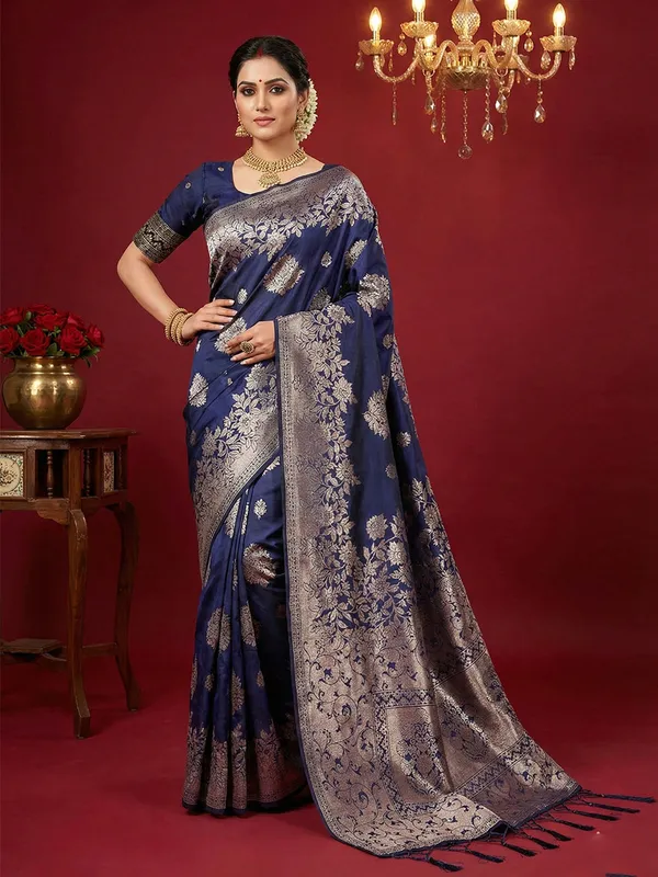 Royal_Blue_Banarasi_Silk_Silver_Zari_Woven_Saree_For_Women