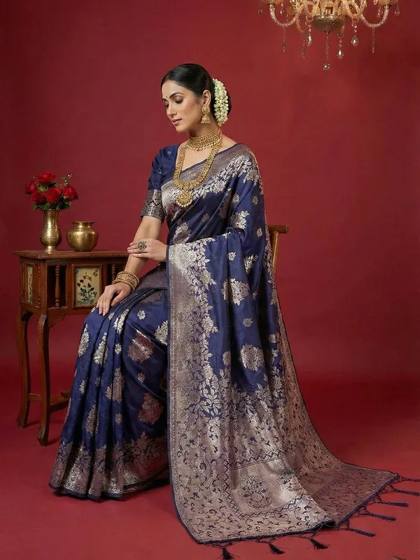 Royal_Blue_Banarasi_Silk_Silver_Zari_Woven_Saree_For_Women