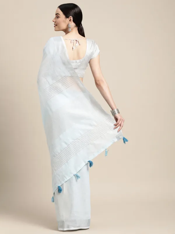 Powder_Blue_Linen_Silver_Stripe_Woven_Saree_For_Women