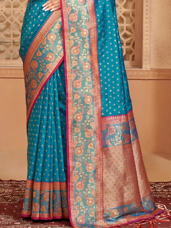 Blue_Kanjivaram_Silk_Zari_Woven_Bridal_Saree_For_Women