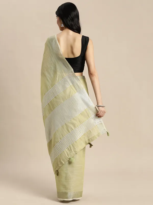 Mehendi_Green_Linen_Zari_Border_Woven_Saree_For_Women