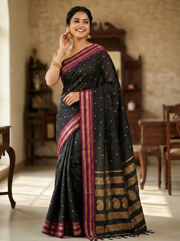 Black_Soft_Silk_Zari_Woven_Saree_For_Women