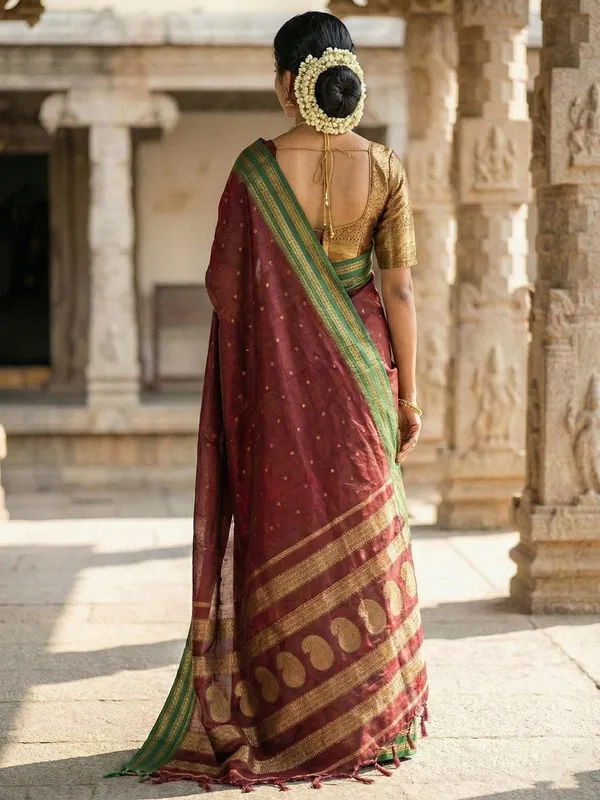 Deep_Maroon_Soft_Silk_Zari_Woven_Contrast_Border_Saree_For_Women