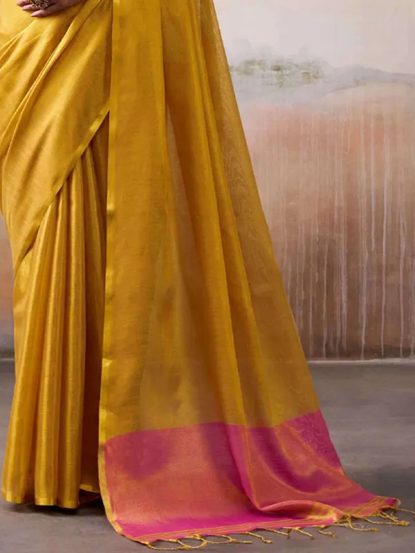 Yellow_Pink_Tissue_Silk_Solid_Saree_For_Women