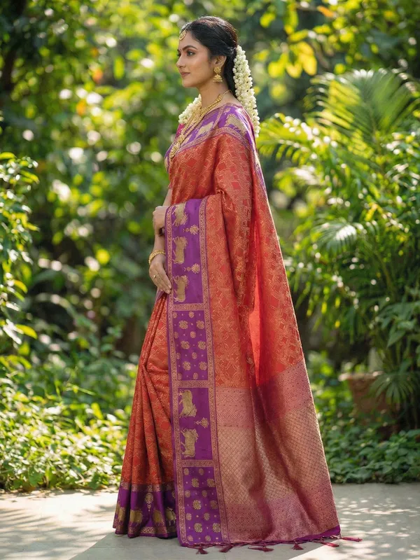 Rust_Orange_Soft_Silk_Zari_Woven_Saree_For_Women