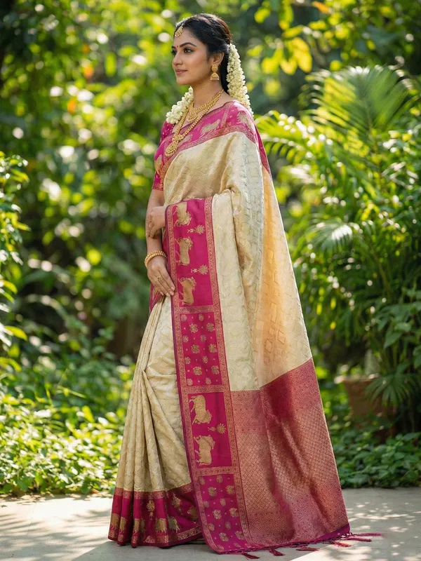 Cream_Soft_Silk_Nandi_Zari_Border_Woven_Saree_For_Women