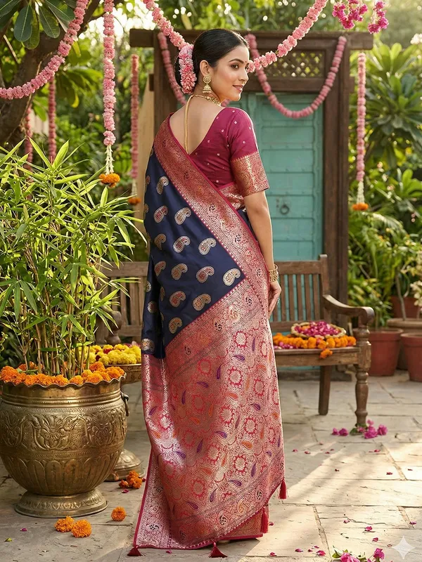 Multicolor_Silk_Banarasi_Paisley_Butti_Woven_Saree_For_Women