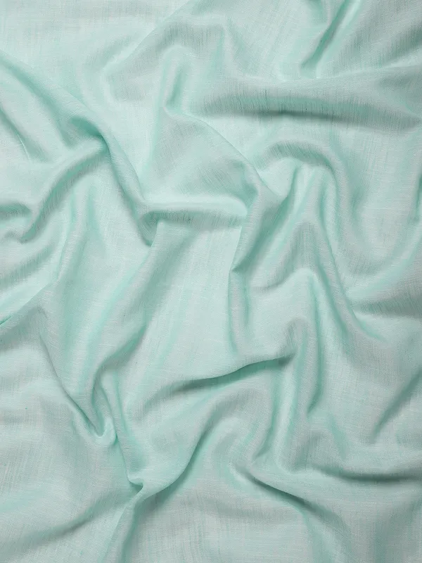 Turquoise_Linen_Woven_Saree_Zari_Border_Tassel_For_Women