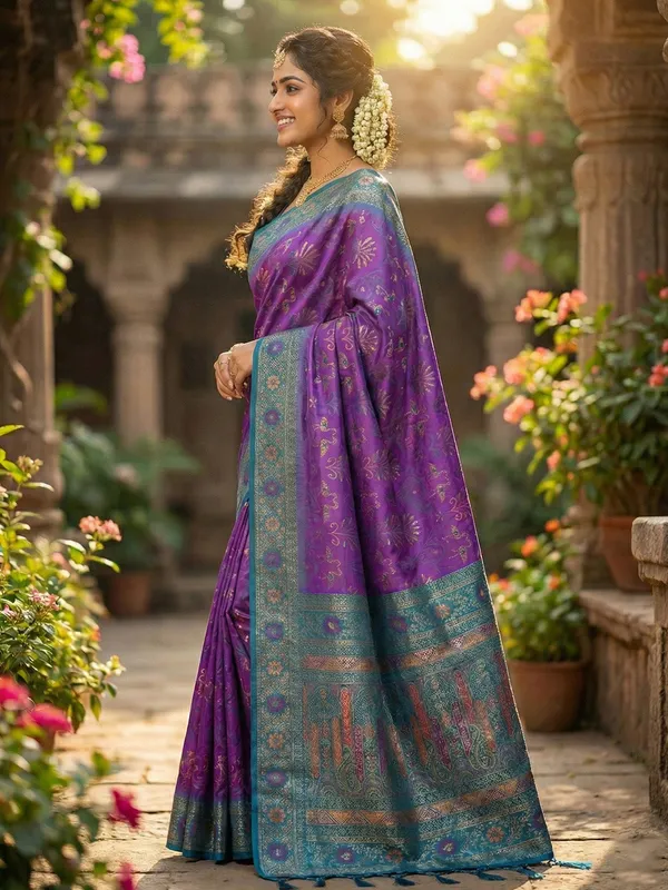 Violet_Blue_Kanjivaram_Art_Silk_Woven_Saree_For_Women